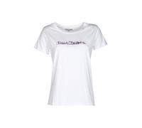 Renato Balestra T-shirt donna in cotone bielastico con scritta e strass