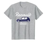 Renault Clio Car Classic Hatchback Bambini Maglietta, Bambini, Grigio Melange, 3 Anni