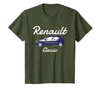 Renault Clio Car Classic Hatchback Bambini Maglietta, Bambini, Oliva, 3 Anni