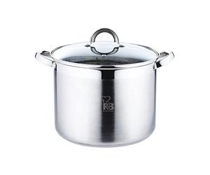 RENBERG Alexander | Pentola da Cucina Alta 26x19 cm e 9,5 L con Coperchio in Vetro | Acciaio Inox | Batteria da Cucina | Base Incapsulata a 5 Strati