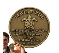 Renchey Moneta Commemorativa, Moneta Tascabile Viaggio Tartaruga, Souvenir Metallico Doppia Faccia Inciso con Poesia Benedizione per Feste Compleanni Ricorrenze Collezionisti Viaggiatori