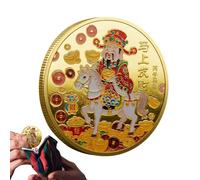 Renchey Moneta Da Collezione - Moneta del Capodanno Cinese del Cavallo della Prosperità,Accessorio Gratta E Compatto Regalo Per Famiglia Amici Figli
