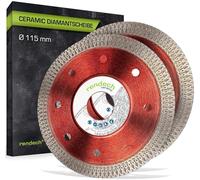 rendech Disco diamantato da 115 mm per piastrelle, gres porcellanato, marmo, granito, ecc. - Disco da taglio diamantato extra sottile per bordi di taglio puliti, confezione da 2