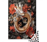 Rendering 3D Arte digitale Puzzle 1000Pcs Asian Drago fiori Decorazione Per La Casa. Rilassamento E Intelligence Per Adulti E Bambini Da 14 Anni 70x50cm/1000pcs