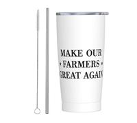 Rendi i nostri agricoltori ancora una volta grandiosi Bicchiere da viaggio sottile in acciaio inossidabile Tazza da caffè sottile isolata a doppia parete da 20 Oz con coperchio a prova di schizzi, ca