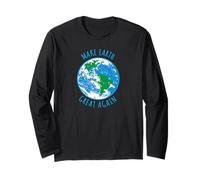 Rendi la Terra di Nuovo Grande Pianeta Terra Globo della Terra Design per la Giornata della Terra Maglia a Manica