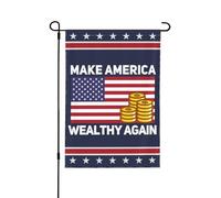 Rendi l'America di n ricca, bandiera da giardino 12x18 - Striscione bifacciale per casa o prato, solo bandiera, supporto non incluso