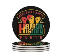 Rendi ogni mese il Mese della Storia Nera. Confezione da 4 sottobicchieri rotondi in ceramica assorbenti per bevande e tavoli, diametro 4,1 pollici.