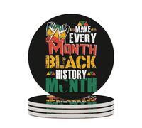 Rendi ogni mese il Mese della Storia Nera. Confezione da 4 sottobicchieri rotondi in ceramica assorbenti per bevande e tavoli, diametro 4,1 pollici.