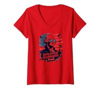 Rendi Orgoglioso George Washington Maglietta con Collo a V, Donna, Rosso, S