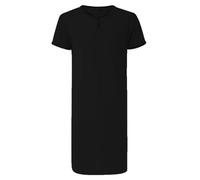 RenDiuJups Camicia da Notte Uomo Taglie Forti - Scollo a V Manica Corta, Pigiama Estivo Morbido e Leggero, Mid-Length Comodo per Dormire o Lounge(Black,3XL)