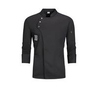 RenDiuJups Giacca da Chef Professionale - Divisa Cucina e Uniforme Ristorante per Cuochi/Camerieri, Giacca Lavoro Gastronomico Anti-Macchia con Bottoni, Camice Cucina Traspirante(Black Long Sleeve,M)