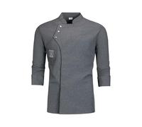 RenDiuJups Giacca da Chef Professionale - Divisa Cucina e Uniforme Ristorante per Cuochi/Camerieri, Giacca Lavoro Gastronomico Anti-Macchia con Bottoni, Camice Cucina Traspirante(Gray Long Sleeve,L)