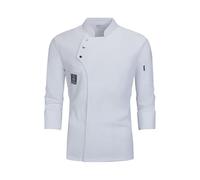 RenDiuJups Giacca da Chef Professionale - Divisa Cucina e Uniforme Ristorante per Cuochi/Camerieri, Giacca Lavoro Gastronomico Anti-Macchia con Bottoni, Camice Cucina Traspirante(White Long Sleeve,M)