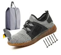 RenDiuJups Scarpe Antinfortunistiche con Punta in Acciaio Uomo Leggere e Traspiranti, Scarpe da Lavoro per Climi Caldi, Sneaker di Sicurezza Antiscivolo e Protettive(Gray,46 EU)