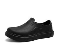 RenDiuJups Scarpe da Cuoco Uomo Slip-On - Scarpe Antiscivolo Impermeabili e Resistente all'Olio, Leggere e Comode per Ristoranti, Catering e Professionisti della Ristorazione(Black,36 EU)