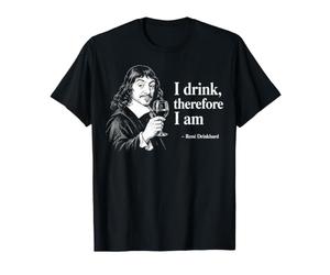 René Descartes Bere Parodia Meme Filosofo Francese Maglietta
