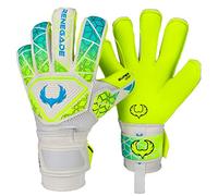 Renegade GK Vortex Wraith Guanti Da Portiere | 3.5+3mm Hyper Grip e 4mm Duratek | Neon Giallo e Blu Guanti Portiere Calcio Bambino (Taglia 8, Gioventù-Adulti, Roll Hybrid Cut, Lvl 3)