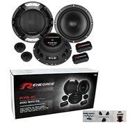 Renegade RX6.2C kit sistema a 2 vie da 6,5" 165 mm 16,50 cm di diametro 100 watt rms 200 watt max woofer tweeter crossover auto 4 ohm nero, a coppia + 3 adesivi omaggio