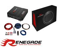 Renegade Set Subwoofer Piatto 2 Canali Amplificatore Altoparlante Auto Set Co...