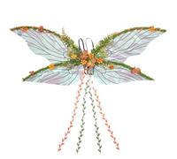 RENEMEGO Ali da fata per donne adulte, costume da madre natura, ali da elfo del bosco, con fiori gialli, foglie e viti arancioni, per donne, ali di farfalla, per costume rinascimentale Renfaire di