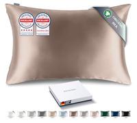 RENESSY Federa in Seta 100% Bio 40x60 cm - 22 Momme Seta di Gelso, Grado 6A, Certificata Oeko-Tex in Germania - Lusso per i Capelli e la Pelle, 1 Pezzo (Taupe Caldo)