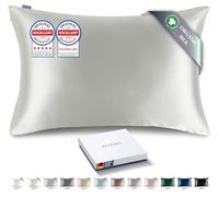 RENESSY Federa in Seta 100% Bio 40x60 cm - 22 Momme Seta di Gelso, Grado 6A, Certificata Oeko-Tex in Germania - Lusso per i Capelli e la Pelle, 1 Pezzo (Grigio Chiaro)