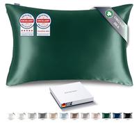 RENESSY Federa in Seta 100% Bio 40x60 cm - 22 Momme Seta di Gelso, Grado 6A, Certificata Oeko-Tex in Germania - Lusso per i Capelli e la Pelle, 1 Pezzo (Verde Smeraldo)