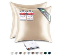 RENESSY Federe per Cuscini in Seta 100% Bio 40x40 cm Confezione da 2-22 Momme Seta di Gelso, Grado 6A, Certificata Oeko-Tex in Germania - Lusso per i Capelli e la Pelle (Champagne)