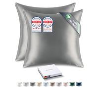 RENESSY Federe per Cuscini in Seta 100% Bio 40x40 cm Confezione da 2-22 Momme Seta di Gelso, Grado 6A, Certificata Oeko-Tex in Germania - Lusso per i Capelli e la Pelle (Grigio Grafite)