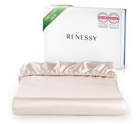 RENESSY Lenzuolo con Angoli in Seta 100% Bio 160x200 cm - 22 Momme Seta di Gelso, Grado 6A, Certificato Oeko-Tex in Germania, Lusso per la Pelle, Adatto a Materassi fino a 30 cm (Champagne)
