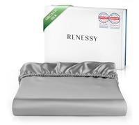 RENESSY Lenzuolo con Angoli in Seta 100% Bio 180x200 cm - 22 Momme Seta di Gelso, Grado 6A, Certificato Oeko-Tex in Germania, Lusso per la Pelle, Adatto a Materassi fino a 30 cm (Grigio Grafite)