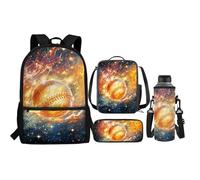 Renewold Zaino per bambini, borsa termica per il pranzo, portapenne, astuccio per bottiglia d'acqua, set 4 in 1 per il rientro a scuola, Novità Baseball, Taglia unica, Zaini Daypack