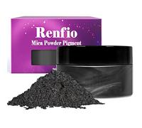 Renfio Pigmento in polvere di mica, 100 g, pigmenti naturali in polvere fine, colore perlato brillante, resina epossidica, colorante per pittura, sapone, bombe da bagno, nero