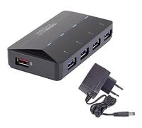 4+1 PORTE HUB USB 3.0 CON PORTA DI RICARICA RAPIDA LED STATO NERO