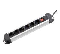 Renkforce 614a-cmb multipresa con interruttore 6 scomparti nero argento schuko