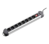 815A-CMB MULTIPRESA CON INTERRUTTORE 8 SCOMPARTI NERO ARGENTO SCHUKO 1 PZ
