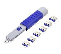 Renkforce Blocco porta USB RF-4714586 Set 6 pezzi, colore: Argento, Blu con 1 chiave RF-4714586