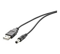 Renkforce Cavo di alimentazione USB 2.0, spina USB-A, spina DC 3,5 mm, 1,00 m, contatti placcati in oro nero