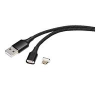 Renkforce Cavo USB USB 2.0 Spina USB-A, Spina USB-Micro-B 1.00 m Nero spina magnetica RF-4746074