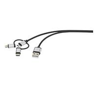 Renkforce Cavo USB 2.0 USB-A, spina USB-C™, connettore Micro-B, connettore Apple Lightning, 1,50 m, colore: verde scuro