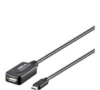 Renkforce Cavo USB 2.0 USB-C®, Presa USB-A 10.00 m, Nero Attivo con amplificazione del Segnale, Spina Dorata