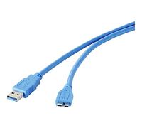 Renkforce Cavo USB 3.2 Gen1 (USB 3.0 / USB 3.1 Gen1) USB-A, connettore USB Micro B 3.0, 0,30 m, colore: blu placcato oro