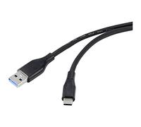 Renkforce Cavo USB 3.2 Gen1 (USB 3.0 / USB 3.1 Gen1) USB-A, Spina USB-C® 1.00 m Nero Rivestimento in PVC Alto