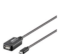 Renkforce Cavo USB USB 2.0 Spina USB-C®, Presa USB-A 10.00 m Nero Attivo con amplificazione del segnale, contatti conne