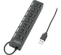 7 PORTE HUB USB 2.0 COMMUTABILE SINGOLARMENTE CON LED DI STATO NERO