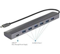 Renkforce 6+1 Porta USB 3.1 Gen 1-Hub con connessione di alimentazione passante, Contenitore in alluminio Argento