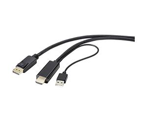 Renkforce RF-4600632 - Cavo di collegamento HDMI, 2,00 m, DisplayPort 1.2, colore: Nero