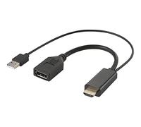 Renkforce RF-4777274 HDMI/DisplayPort Cavo Adattatore [1x Spina HDMI, Spina A USB 2.0-1x Presa DisplayPort] Nero UH