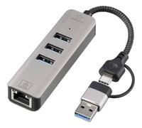 Renkforce RF-6856046 Hub USB 3 Porte USB-A, RJ45 USB 3.2 Gen1 5 GBit/s con con